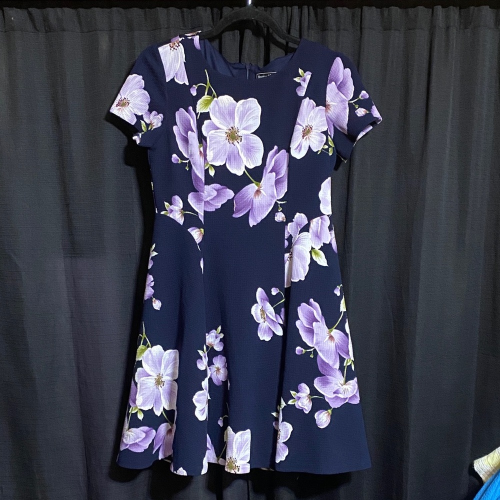 Jessica Howard Navy Dress with Purple Floral Design